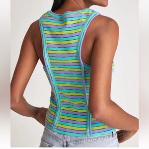 Anthropologie Ribbed Racer Striped Tank Top Sleeveless
